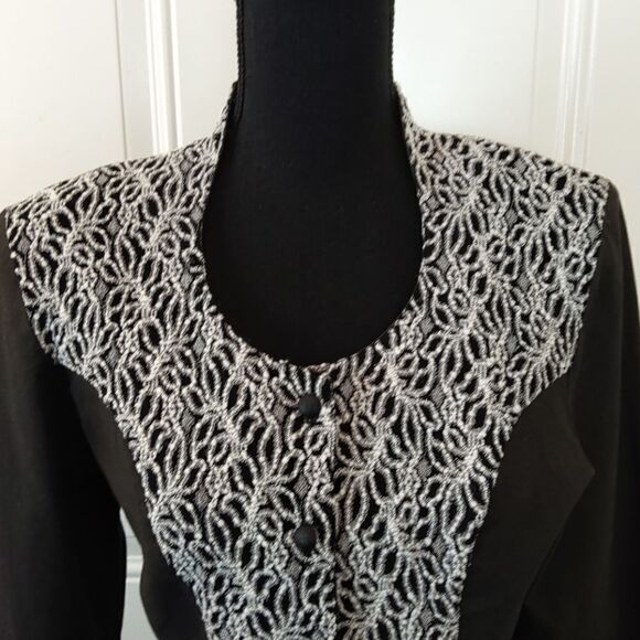 1849 black & white button western blouse - Picture 2 of 15